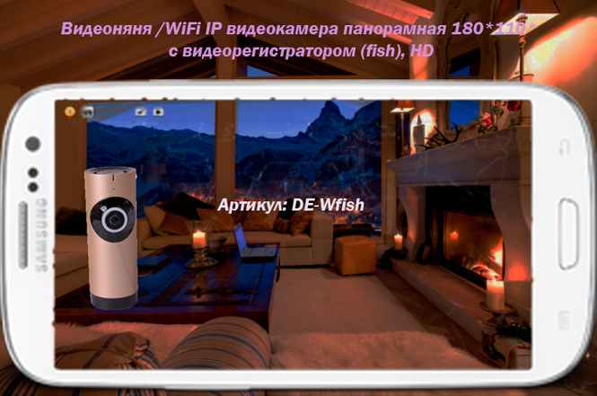 Видеоняня /WiFi IP видеокамера панорамная 180*110* с DVR (fishG), HD Артикул: DE-Wfish