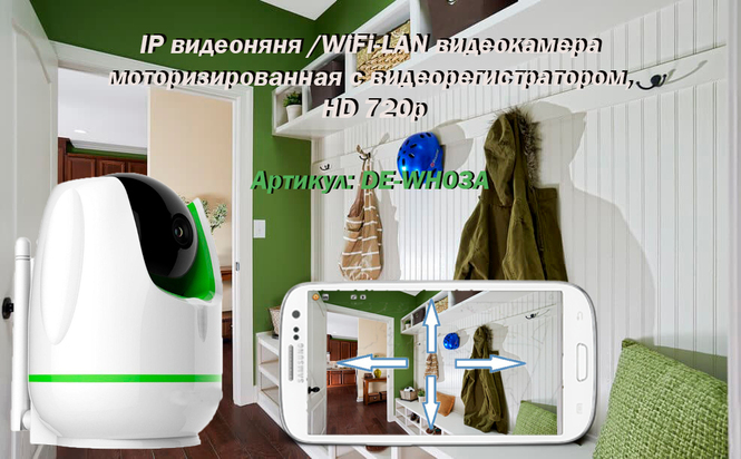 Yobang Security. Видеоняня /WiFi-LAN видеокамера моторизированная с DVR , HD Артикул: DE-WH03A